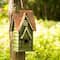 Glitzhome® Tall Distressed Green Wood Bird House